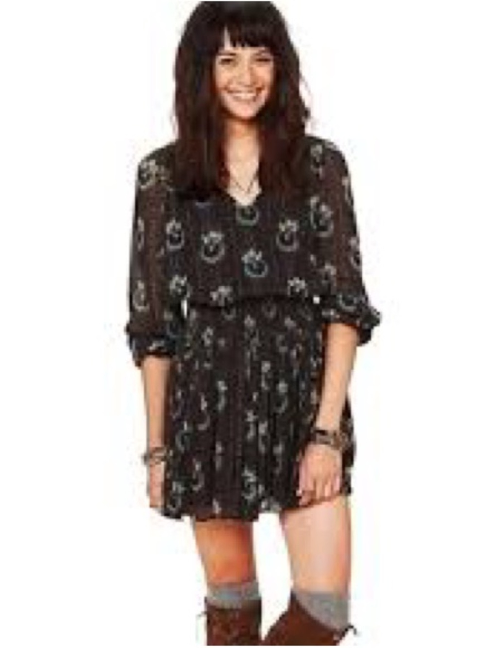 Free People Wild Horses Peacock Print mini dress S